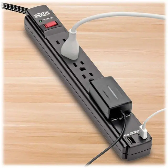Alt view image 11 of 11 - Safe-IT Surge Protector 6-Outlet 2 USB Ports Antimicrobial 10ft Cord