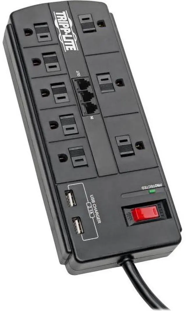 Alt view image 11 of 15 - TRIPP LITE TLP88TUSBB 8.0 Feet 8 Outlets 1200 Joules Surge Protector