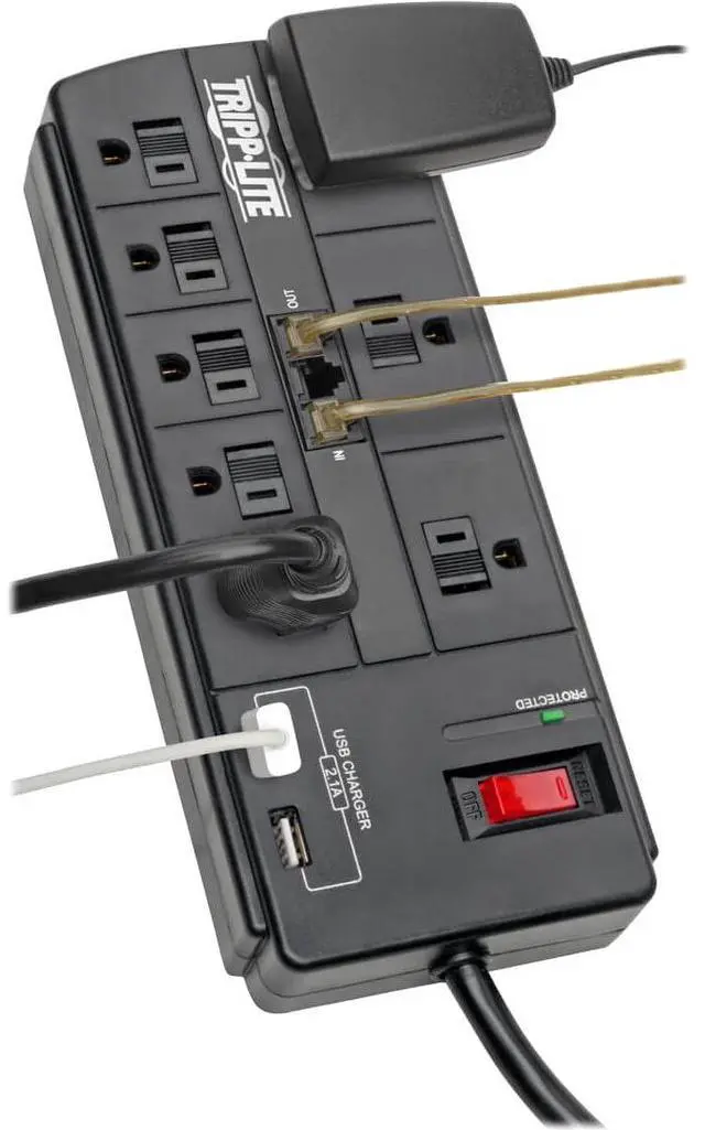 Alt view image 13 of 15 - TRIPP LITE TLP88TUSBB 8.0 Feet 8 Outlets 1200 Joules Surge Protector