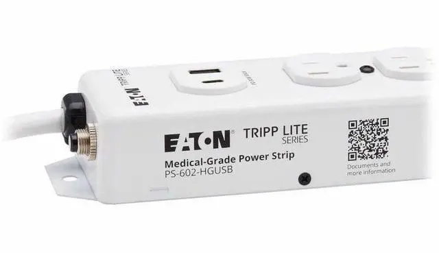 Alt view image 4 of 15 - Eaton Tripp Lite Series Safe-IT UL 1363 Medical-Grade Power Strip, 6 Hospital-Grade Outlets, USB Charging, Safety Covers, Antimicrobial, 2 ft. Cord - NEMA 5-15P-HG - 1 x USB Type A, 1 x USB Type C, 6