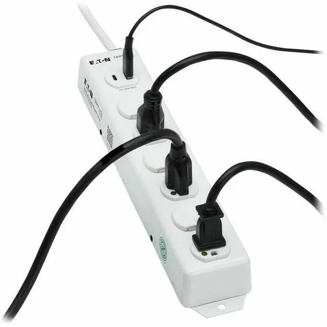 Alt view image 7 of 15 - Eaton Tripp Lite Series Safe-IT UL 1363 Medical-Grade Power Strip, 6 Hospital-Grade Outlets, USB Charging, Safety Covers, Antimicrobial, 2 ft. Cord - NEMA 5-15P-HG - 1 x USB Type A, 1 x USB Type C, 6