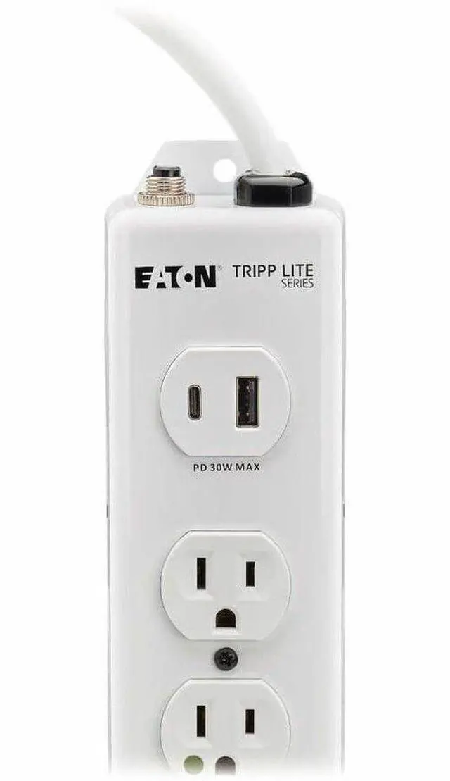 Alt view image 6 of 8 - Eaton Tripp Lite Series Safe-IT UL 1363 Medical-Grade Power Strip, 4 Hospital-Grade Outlets, USB Charging, Safety Covers, Antimicrobial, 15 ft. Cord - NEMA 5-15P-HG - 4 x NEMA 5-15R-HG, 1 x USB Type A