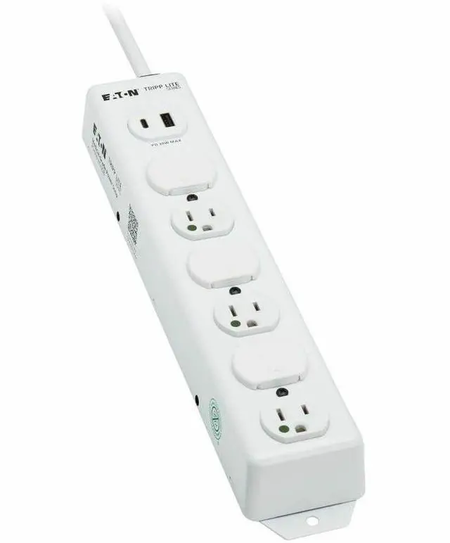 Alt view image 3 of 15 - Tripp Lite Safe-IT UL 1363 6-Outlet Medical-Grade Power Strip, 15 ft. Cord
