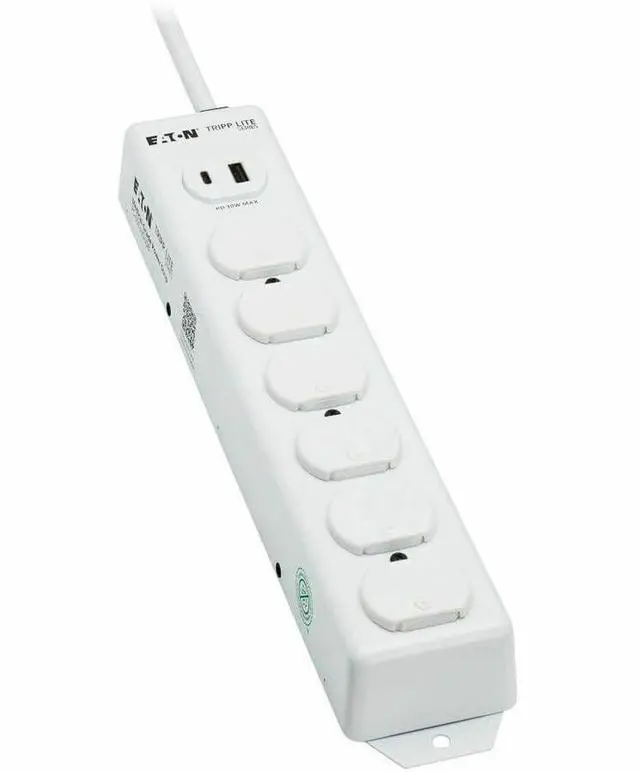 Alt view image 6 of 15 - Tripp Lite Safe-IT UL 1363 6-Outlet Medical-Grade Power Strip, 15 ft. Cord