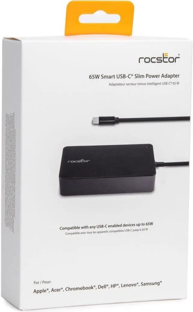 Alt view image 5 of 9 - Rocstor 65W Smart USB-C Laptop Power Adapter Charger - Compatible and perfect fit for Dell,HP®,Lenovo®,Microsoft® Surface® (23W,24W,36W,44W,65W) Power Supply