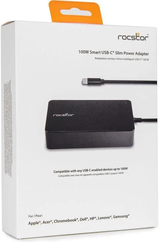 Alt view image 6 of 9 - Rocstor 100W Smart USB-C Laptop Power Adapter Charger - Compatible and perfect fit for Dell,HP®,Lenovo®,Microsoft® Surface®(23W,24W,36W,44W,65W)Power Supply,