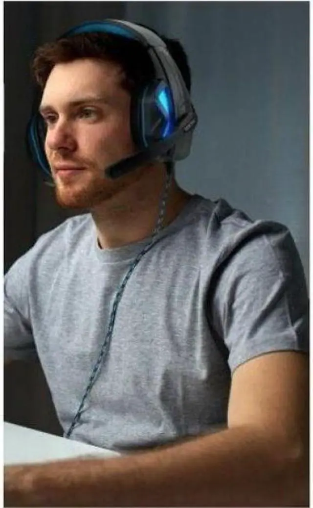Alt view image 9 of 14 - ENHANCE Voltaic ENVOH7L100BLEW Pro 7.1 Surround Gaming Headphones USB Powered Blue 4994635