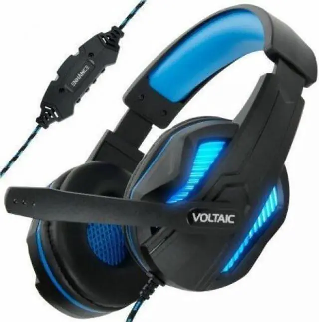 Alt view image 8 of 14 - ENHANCE Voltaic ENVOH7L100BLEW Pro 7.1 Surround Gaming Headphones USB Powered Blue 4994635