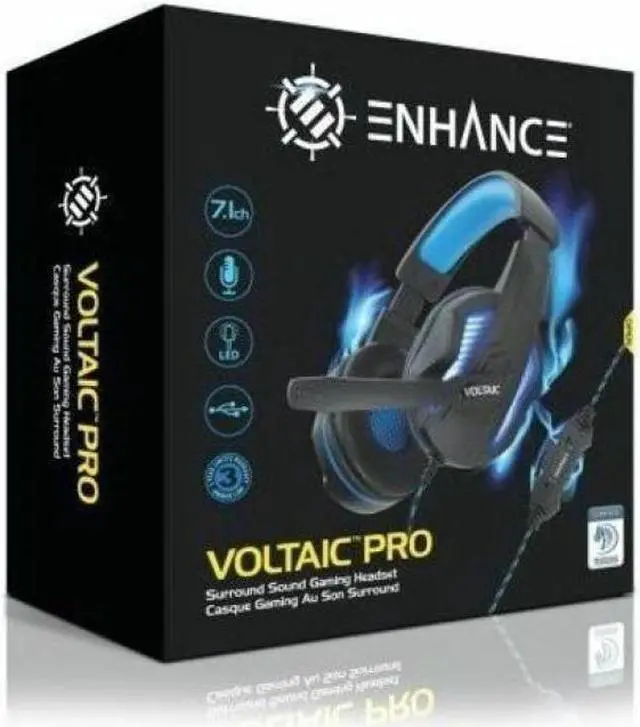 Alt view image 11 of 14 - ENHANCE Voltaic ENVOH7L100BLEW Pro 7.1 Surround Gaming Headphones USB Powered Blue 4994635