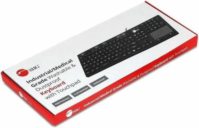Alt view image 2 of 9 - SIIG Industrial/Medical Washable & Dustproof Keyboard w/ Touchpad - Industrial/Medical Grade Washable & Dustproof Keyboard with Touchpad - USB Keyboard - IP68 Compliant - 110-key Layout - 5 le