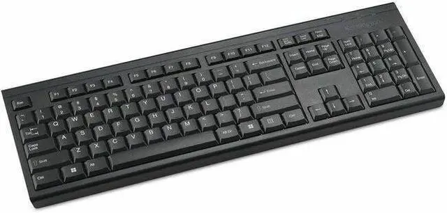 Main image of Kensington KB150 EQ Wireless Keyboard - Wireless Connectivity - RF - 2.40 GHz - USB Type A Interface - 104 Key - Windows, Mac OS - PC, Mac - Membrane Keyswitch - AA Battery Size Supported - Black