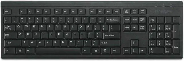 Alt view image 4 of 12 - Kensington KB150 EQ Wireless Keyboard - Wireless Connectivity - RF - 2.40 GHz - USB Type A Interface - 104 Key - Windows, Mac OS - PC, Mac - Membrane Keyswitch - AA Battery Size Supported - Black