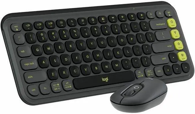Main image of Logitech POP ICON COMBO Bluetooth Keyboard and Mouse Combo. Graphite/Green