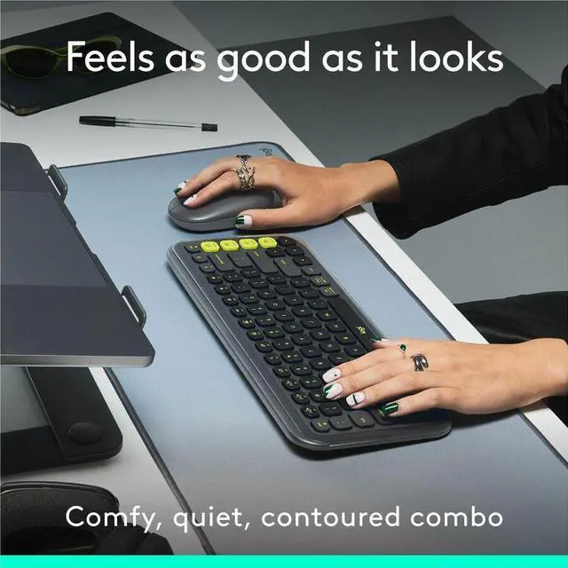 Alt view image 5 of 14 - Logitech POP ICON COMBO Bluetooth Keyboard and Mouse Combo. Graphite/Green