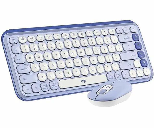Main image of Logitech POP ICON Bluetooth Keyboard/Mouse Combo, Lilac & Off-White 920-013043