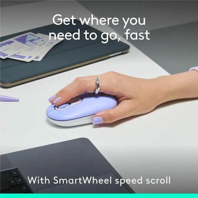 Alt view image 2 of 7 - Logitech POP ICON Bluetooth Keyboard/Mouse Combo, Lilac & Off-White 920-013043