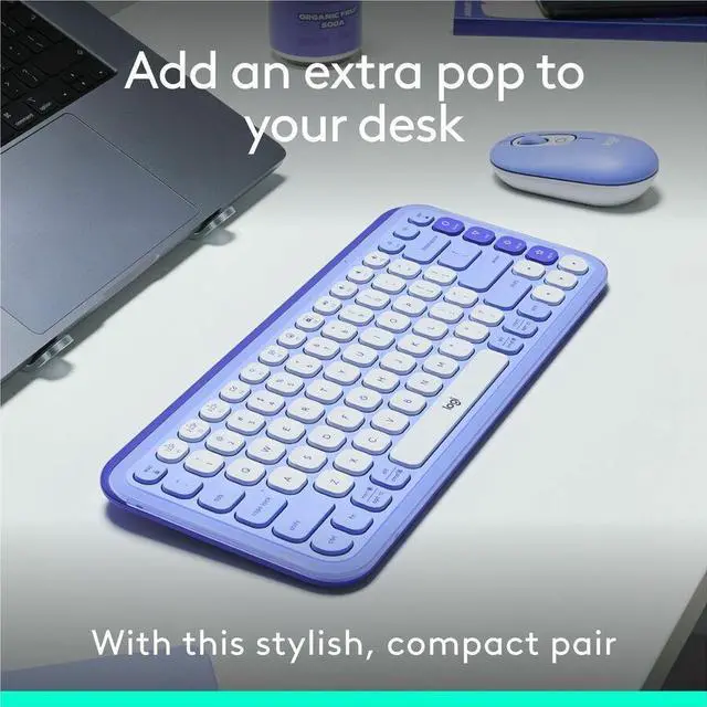 Alt view image 3 of 7 - Logitech POP ICON Bluetooth Keyboard/Mouse Combo, Lilac & Off-White 920-013043