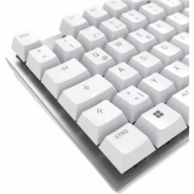 Alt view image 4 of 8 - CHERRY KC 200 MX-Wired Keyboard - MX2A SILENT RED - Silver/White Housing - Linear feel - abrasion resistant keys - white LED indicators built into status keys - adjustable feet
