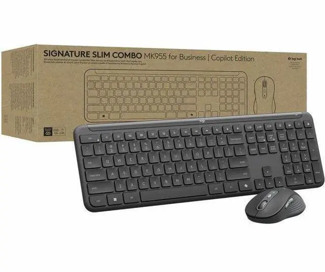 Main image of Logitech Signature Slim MK955 Combo for Business, Copilot Edition, Wireless Keyboard and Mouse, Graphite    920-013271