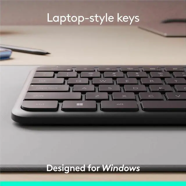 Alt view image 3 of 7 - Logitech Signature Slim MK955 Combo for Business, Copilot Edition, Wireless Keyboard and Mouse, Graphite    920-013271