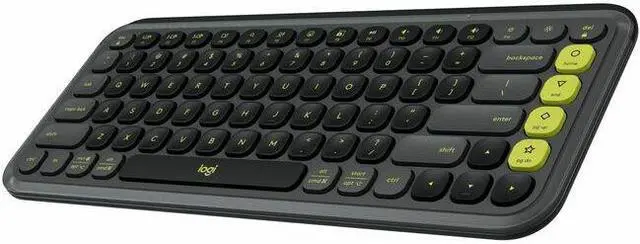 Main image of Logitech POP ICON KEYS Compact Wireless Keyboard, Graphite/Green 920-013143