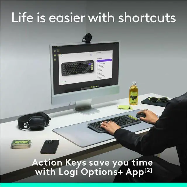Alt view image 5 of 14 - Logitech POP ICON KEYS Compact Wireless Keyboard, Graphite/Green 920-013143