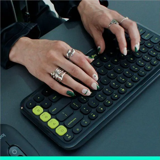 Alt view image 7 of 14 - Logitech POP ICON KEYS Compact Wireless Keyboard, Graphite/Green 920-013143
