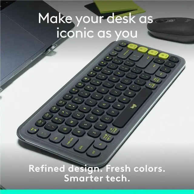 Alt view image 4 of 14 - Logitech POP ICON KEYS Compact Wireless Keyboard, Graphite/Green 920-013143