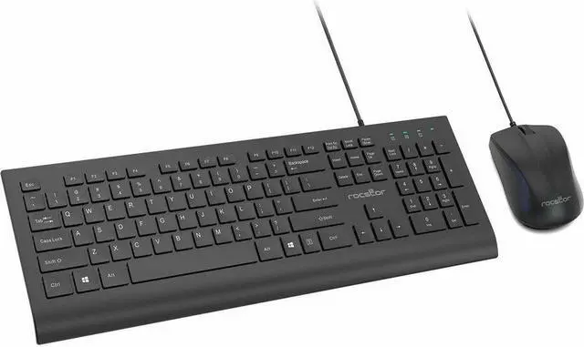 Alt view image 2 of 4 - Rocstor Premium CK1 Wired USB Keyboard Mouse Combo Set - USB Type A Cable Keyboard - 104 Key - English (US) - Black - USB Type A Cable Mouse - Optical - 1200 dpi - Scroll Wheel - QWERTY - Black - Comp