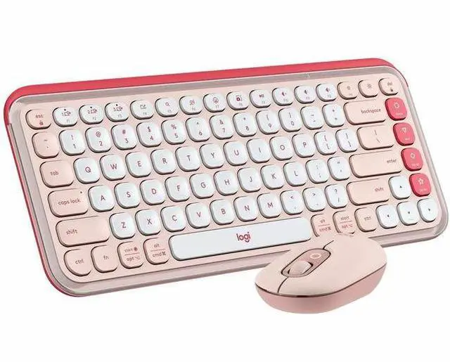 Main image of Logitech - POP ICON COMBO Compact TKL Bluetooth Keyboard and Mouse Bundle with Programmable Quiet Keys and Buttons - Rose & Off-White