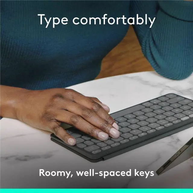 Alt view image 6 of 9 - Logitech Keys-To-Go 2 Portable Wireless iPad Keyboard With Built-in Cover Slim and Compact Wireless Keyboard for iPad iPhone Mac and Apple TV Easily Switch Between Devices Graphite 920012866