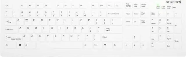 Alt view image 5 of 9 - CHERRY AK-C8112 Medical Keyboard - Permanent Cable, US Layout, (CF/WIN LEFT), White