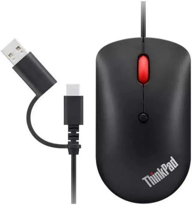 Alt view image 7 of 18 - lenovo ThinkPad USB-C Wired Compact Mouse 4Y51D20850 Black 4 Buttons 1 x Wheel USB Type-C Wired Optical Mouse