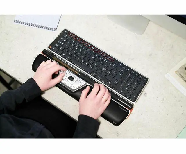 Alt view image 2 of 4 - Contour Ergonomic Centred Mouse - Wireless - Wireless - Rechargeable - Black - 1 Each - 2800 dpi - RollerBar - 7 Button(s) - 6 Programmable Button(s) - Small/Medium/Large Hand/Palm Size - 3 Month Batt