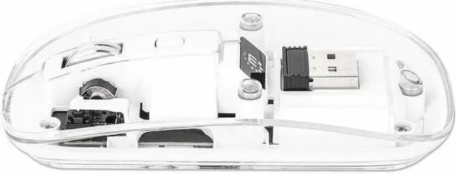 Alt view image 4 of 16 - Manhattan Transparent Rechargeable Wireless USB Mouse - Optical - Wireless - 33 ft - Radio Frequency - 2.40 GHz - Rechargeable - White - USB Type A - 1600 dpi - Scroll Wheel - 4 Button(s) - Symmetrica