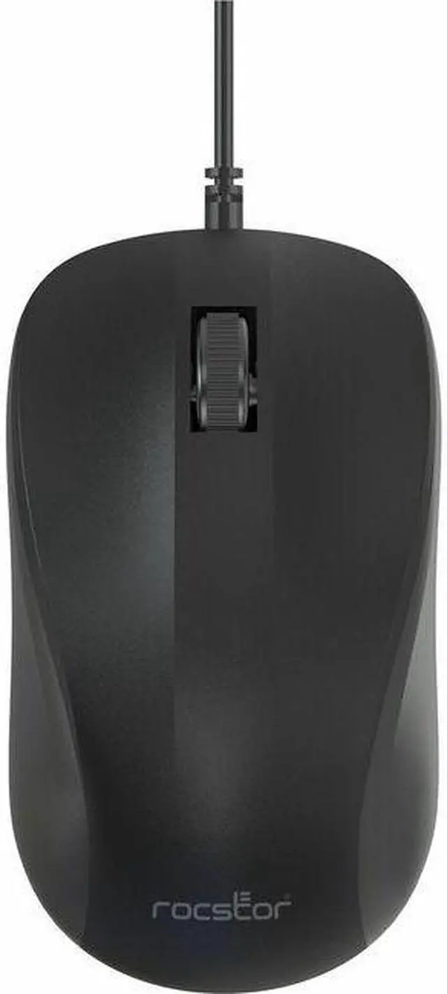 Main image of Rocstor Premium QM1 Silent Clicking USB Wired Contoured Mouse - 1200 dpi - Optical - Cable - Black - USB - 1200 dpi - Scroll Wheel - 3 Button(s) - Symmetrical