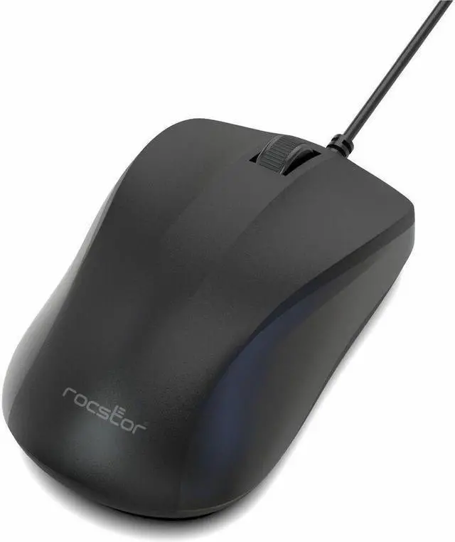Alt view image 4 of 7 - Rocstor Premium QM1 Silent Clicking USB Wired Contoured Mouse - 1200 dpi - Optical - Cable - Black - USB - 1200 dpi - Scroll Wheel - 3 Button(s) - Symmetrical