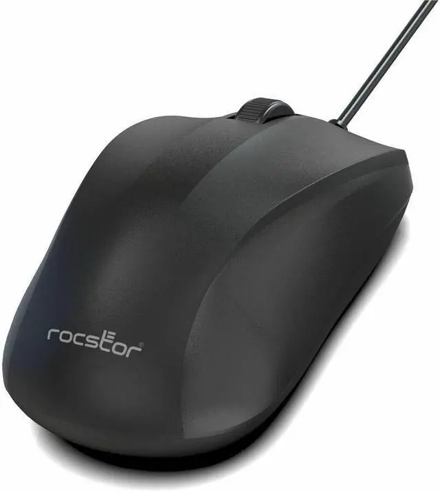 Alt view image 5 of 7 - Rocstor Premium QM1 Silent Clicking USB Wired Contoured Mouse - 1200 dpi - Optical - Cable - Black - USB - 1200 dpi - Scroll Wheel - 3 Button(s) - Symmetrical