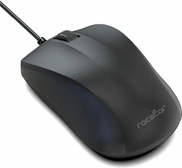 Alt view image 6 of 7 - Rocstor Premium QM1 Silent Clicking USB Wired Contoured Mouse - 1200 dpi - Optical - Cable - Black - USB - 1200 dpi - Scroll Wheel - 3 Button(s) - Symmetrical