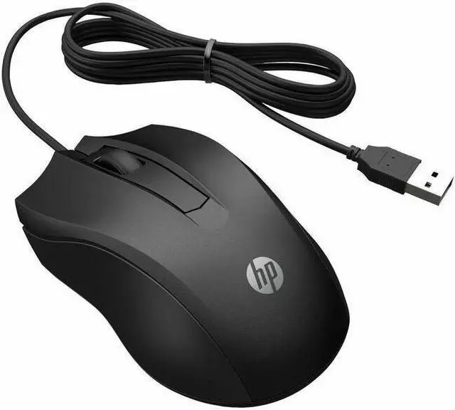 Main image of HP Wired Mouse 100 - Optical - Cable - Black - USB Type A - 1600 dpi - Scroll Wheel - 3 Button(s) - Symmetrical