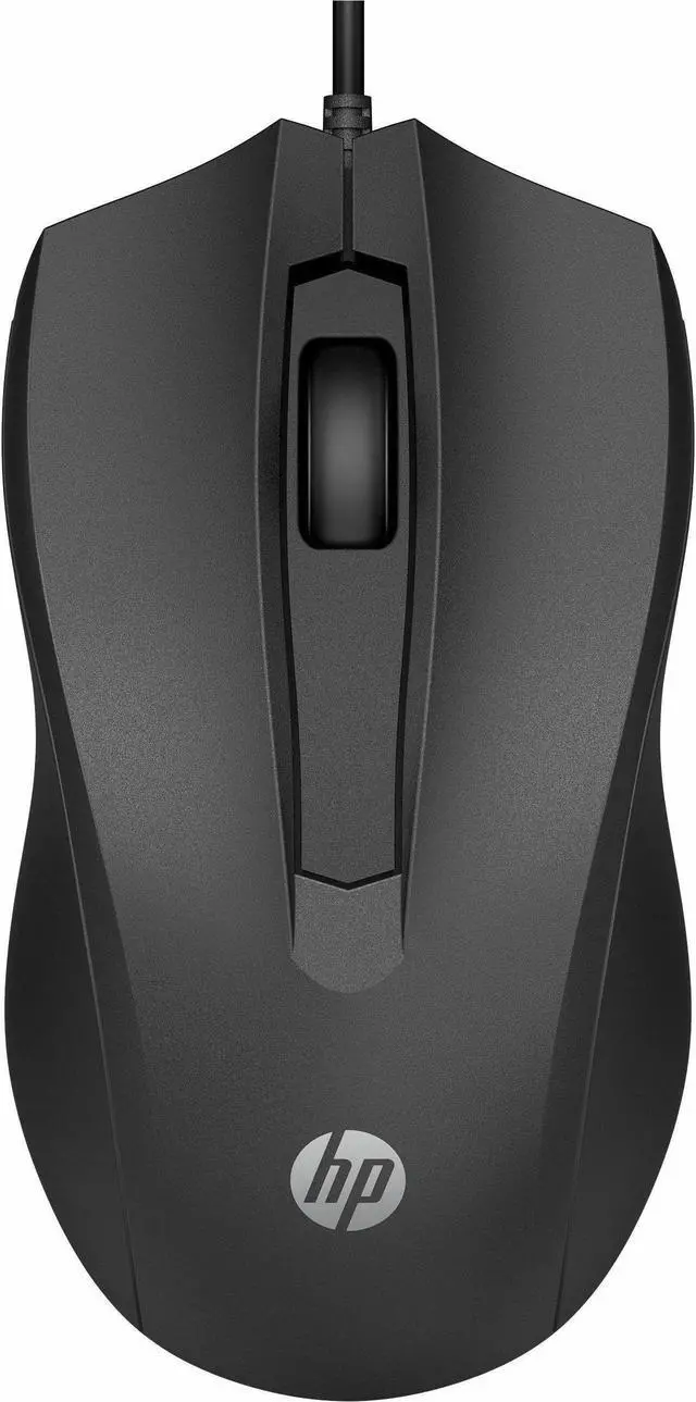Alt view image 4 of 5 - HP Wired Mouse 100 - Optical - Cable - Black - USB Type A - 1600 dpi - Scroll Wheel - 3 Button(s) - Symmetrical