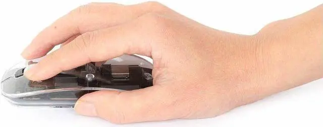 Alt view image 6 of 9 - Manhattan Transparent Rechargeable Wireless USB Mouse - Optical - Wireless - 33 ft - Radio Frequency - 2.40 GHz - Rechargeable - Black, Clear - USB Type A - 1600 dpi - Scroll Wheel - 4 Button(s) - Sym