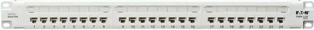 Alt view image 7 of 8 - Eaton Tripp Lite Series 24-Port Cat6 Patch Panel - 4PPoE Compliant, 110/Krone, 568A/B, RJ45 Ethernet, 1U Rack-Mount, White, TAA - 24 Port(s) - 24 x RJ-45 - 1U High - Category 6, Category 5, Category 5