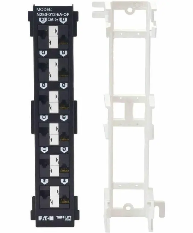 Alt view image 6 of 7 - Eaton Tripp Lite Series 12-Port Cat6a Wall-Mount Patch Panel - PoE+ Compliant, 110, 568A/B, RJ45 Ethernet, Offset Ports, TAA - 12 Port(s) - Category 6a - Twisted Pair -  N250-012-6A-OF