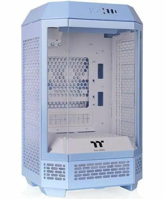 Alt view image 9 of 20 - Thermaltake Tower 250 Hydrangea Blue Mini-ITX Mini Tower 2x120mm CT Fans Included, 360mm Radiator Support 360mm GPU Clearance Dual Chamber CA-1Z9-00SFWN-00