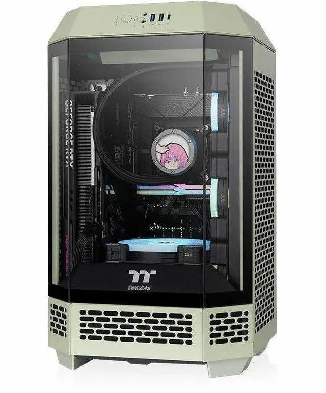 Alt view image 14 of 20 - Thermaltake Tower 250 Matcha Green Mini-ITX Mini Tower 2x120mm CT Fans Included, 360mm Radiator Support 360mm GPU Clearance Dual Chamber CA-1Z9-00SEWN-00