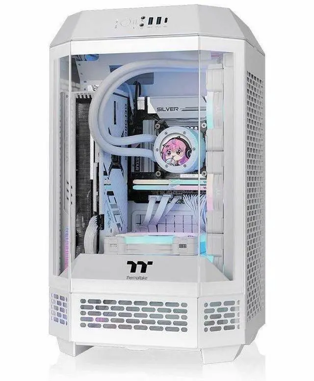 Alt view image 12 of 20 - Thermaltake Tower 250 Snow Mini-ITX Mini Tower 2x120mm CT Fans Included, 360mm Radiator Support 360mm GPU Clearance Dual Chamber CA-1Z9-00S6WN-00
