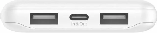 Alt view image 4 of 8 - Belkin 15W 3-port USB Power Bank - 10K mAh - 2xUSB-A (12W), 1xUSB-C (15W) - Portable Charger - w/ USB-A to USB-C Cable - White - For iPhone, iPad, AirPod, Smartwatch, Smartphone - 10000 mAh - 3 x USB