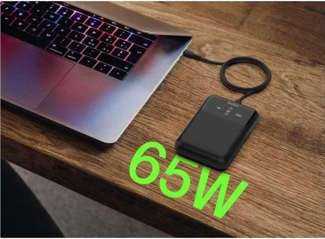 Alt view image 2 of 12 - Belkin 65W 3-port USB Power Bank w/ Digital Display - 20K mAh - 2xUSB-C, 1xUSB-A - Portable Charger - w/ USB-C to USB-C Cable - Black - For Universal, Smartphone, Tablet PC, Notebook, iPad, iPad Pro,