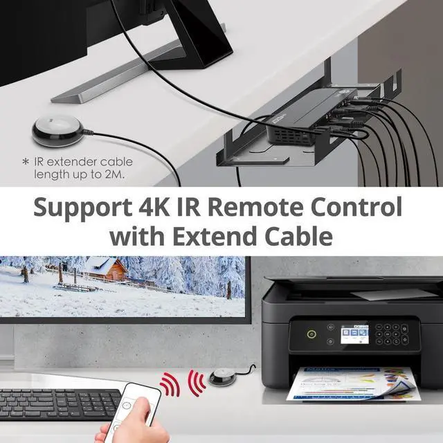 Alt view image 6 of 8 - SIIG 2x1 DisplayPort 4K KVM USB 3.0 Switch with Remote Control CEKV0C11S1